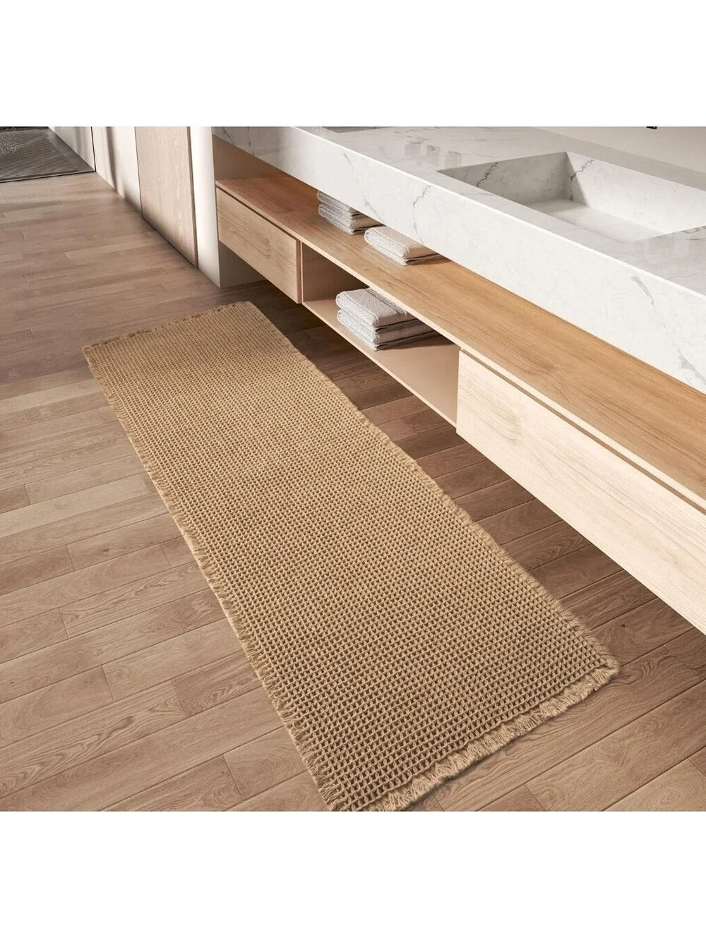 Waffle Bath Mat Runner Absorbent Non Slip Bathroom Mat, 2' x 6' New